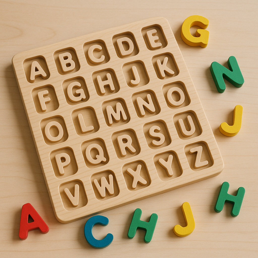 jouet montessori en bois pour apprendre l'alphabet